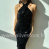 ROBE MI-LONGUE DOS NU SEQUINS NOIR – ALIVE STORE