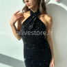 ROBE MI-LONGUE DOS NU SEQUINS NOIR – ALIVE STORE