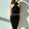 ROBE MI-LONGUE DOS NU SEQUINS NOIR – ALIVE STORE