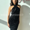 ROBE MI-LONGUE DOS NU SEQUINS NOIR – ALIVE STORE