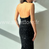 ROBE MI-LONGUE DOS NU SEQUINS NOIR – ALIVE STORE