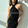 ROBE MI-LONGUE DOS NU SEQUINS NOIR – ALIVE STORE