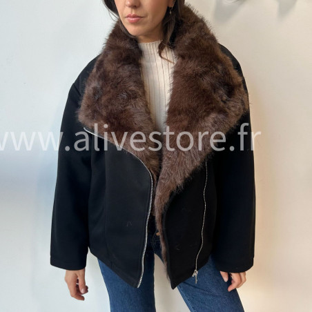 VESTE MIA À COL FOURRURE – ALIVE STORE