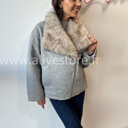 VESTE MIA À COL FOURRURE – ALIVE STORE