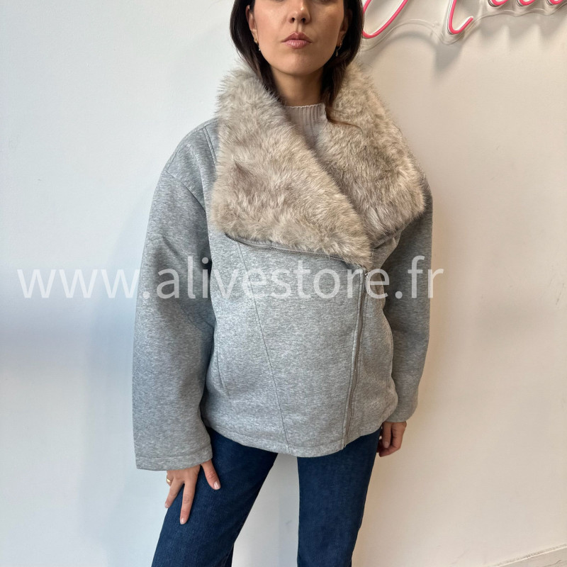 VESTE MIA À COL FOURRURE – ALIVE STORE