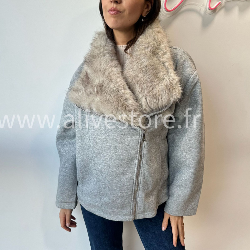 VESTE MIA À COL FOURRURE – ALIVE STORE
