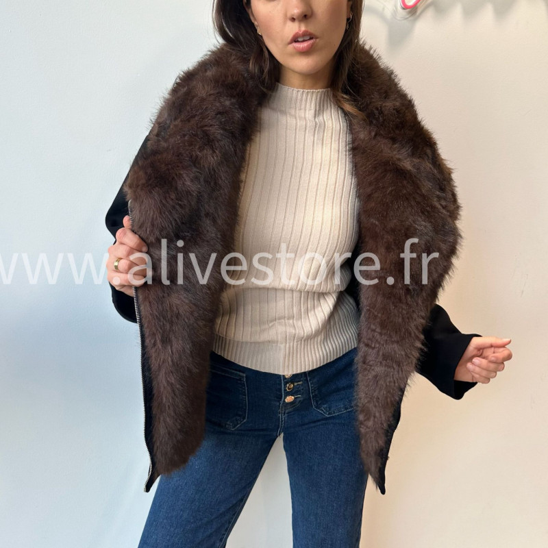 VESTE MIA À COL FOURRURE – ALIVE STORE