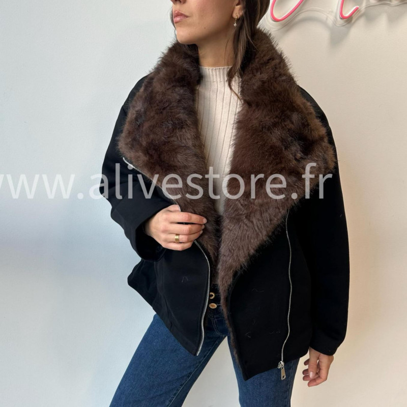 VESTE MIA À COL FOURRURE – ALIVE STORE