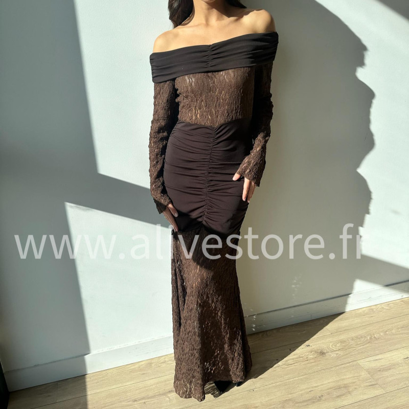 ROBE LÉNA EN DENTELLE BORDEAUX – ALIVE STORE