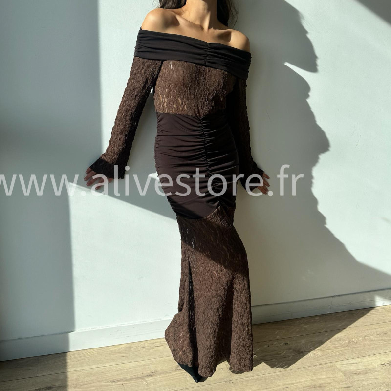 ROBE LÉNA EN DENTELLE BORDEAUX – ALIVE STORE