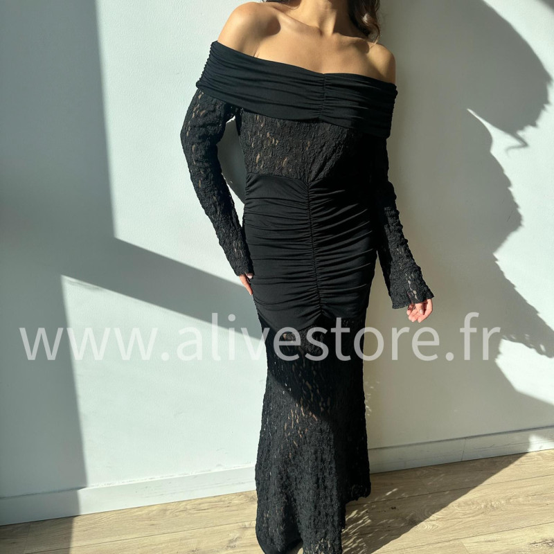 ROBE LÉNA EN DENTELLE BORDEAUX – ALIVE STORE