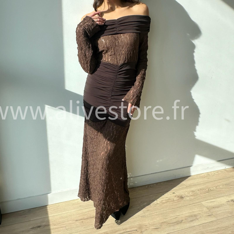 ROBE LÉNA EN DENTELLE BORDEAUX – ALIVE STORE