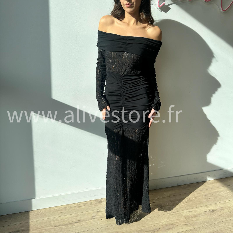 ROBE LÉNA EN DENTELLE BORDEAUX – ALIVE STORE
