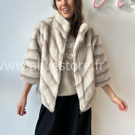 Fourrure Léa femme veste douce manches 3 4 Alive Store