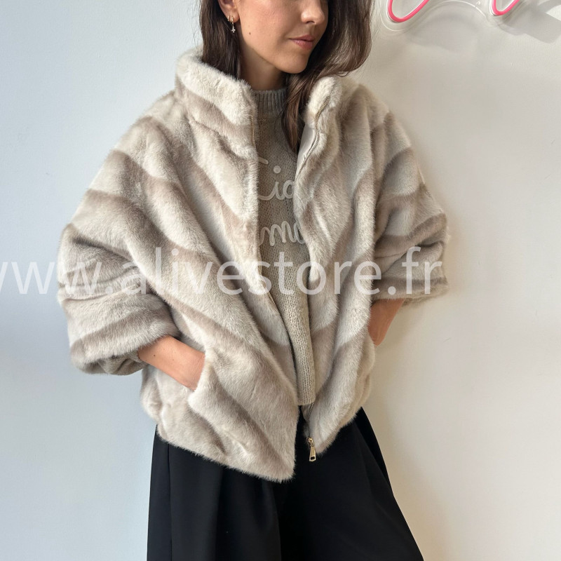 Fourrure Léa femme veste douce manches 3 4 Alive Store