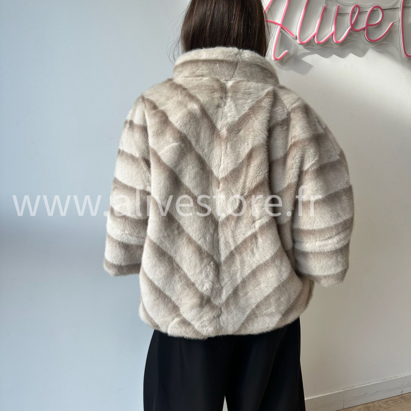 Fourrure Léa femme veste douce manches 3 4 Alive Store