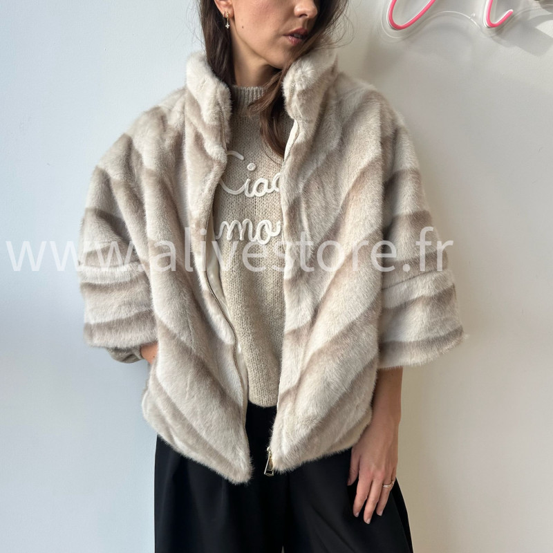 Fourrure Léa femme veste douce manches 3 4 Alive Store