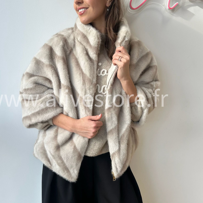 Fourrure Léa femme veste douce manches 3 4 Alive Store