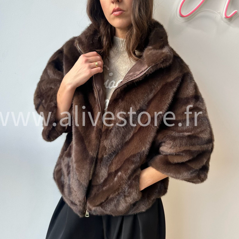 Fourrure Léa femme veste douce manches 3 4 Alive Store