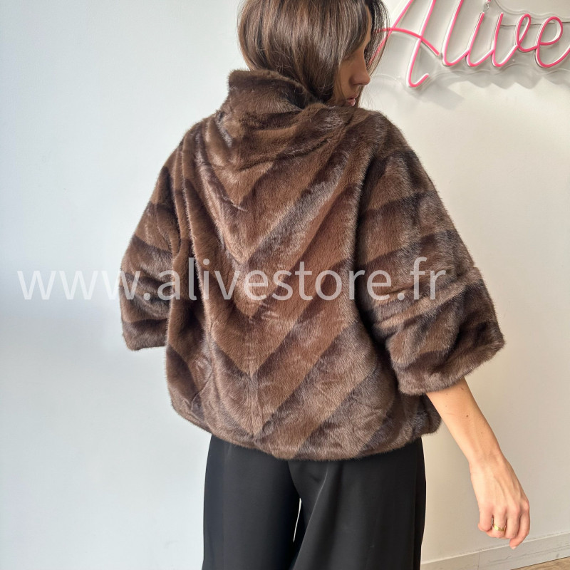 Fourrure Léa femme veste douce manches 3 4 Alive Store