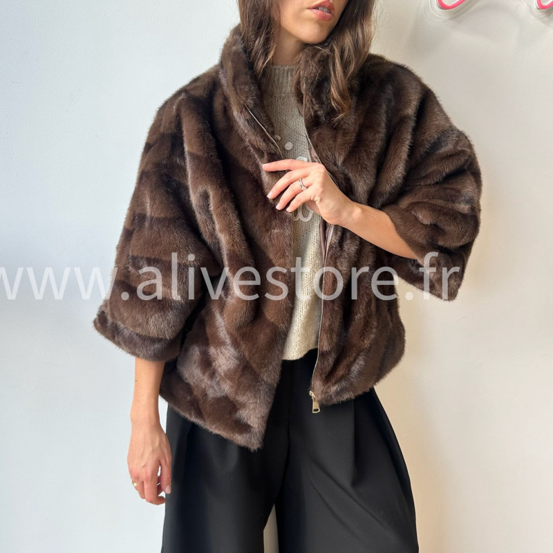 Fourrure Léa femme veste douce manches 3 4 Alive Store