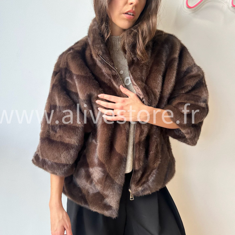 Fourrure Léa femme veste douce manches 3 4 Alive Store