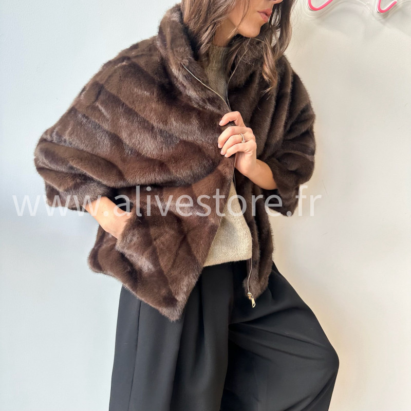 Fourrure Léa femme veste douce manches 3 4 Alive Store