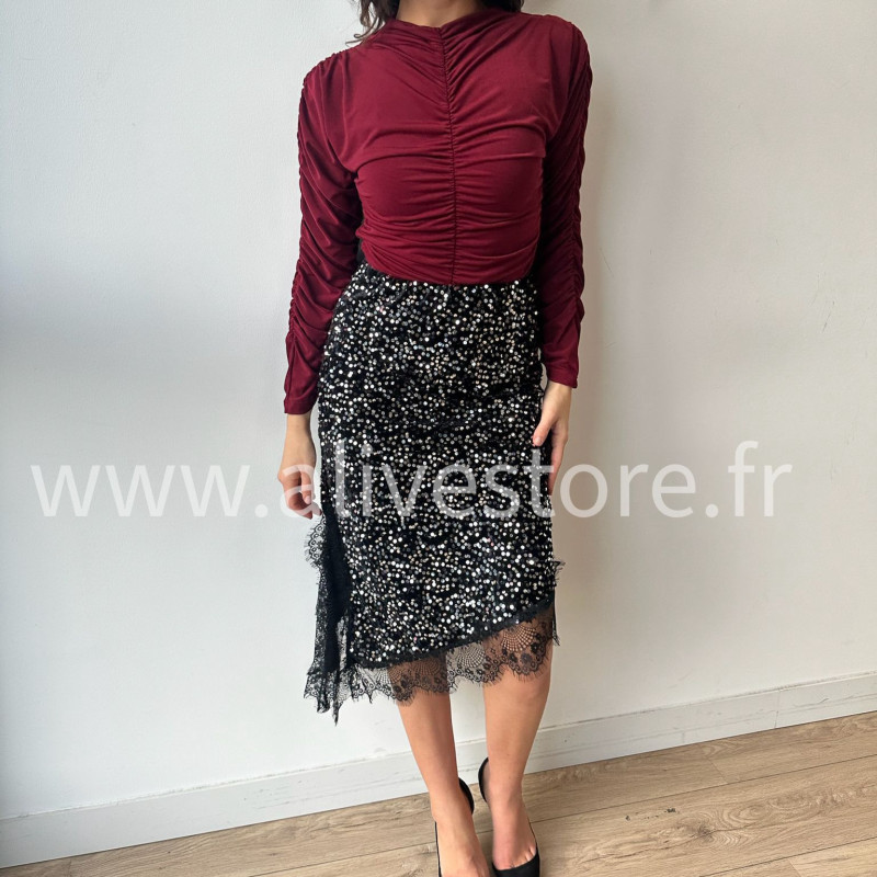 Jupe Sofia sequins dentelle femme soirée Alive Store