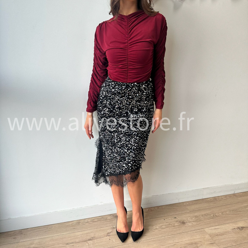 Jupe Sofia sequins dentelle femme soirée Alive Store
