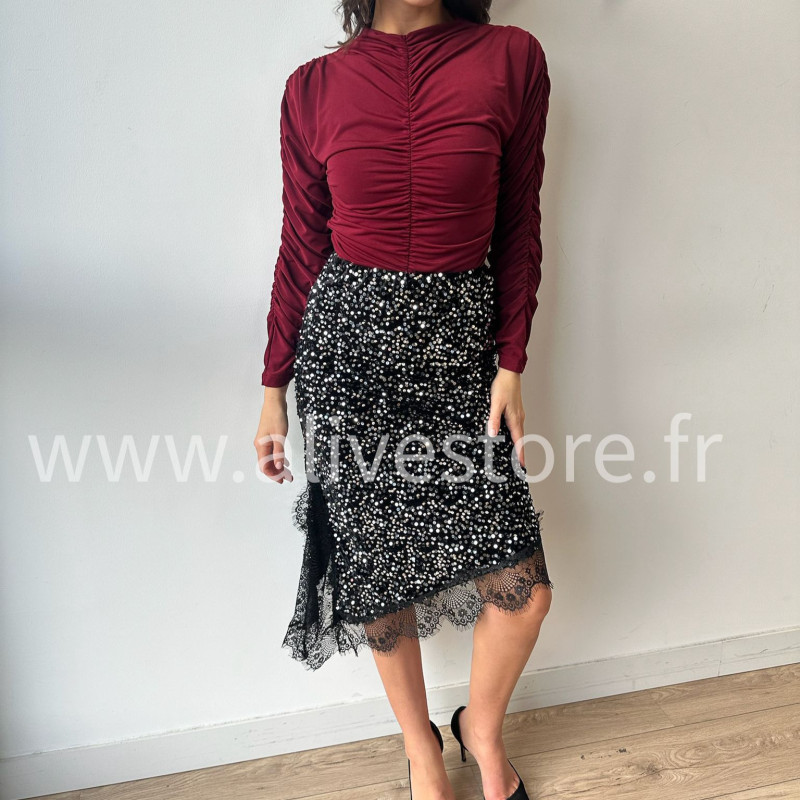Jupe Sofia sequins dentelle femme soirée Alive Store