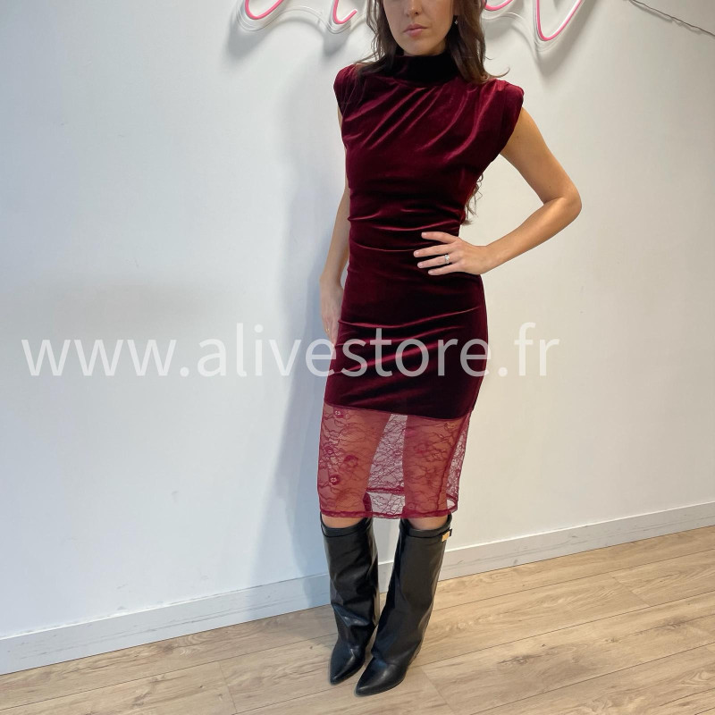 Robe dentelle Léa effet velours femme – Alive Store