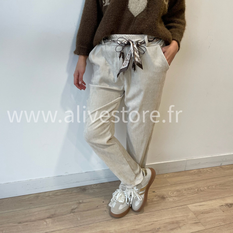 Pantalon Nora femme avec ceinture foulard – Alive Store