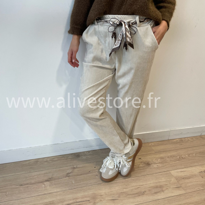 Pantalon Nora femme avec ceinture foulard – Alive Store