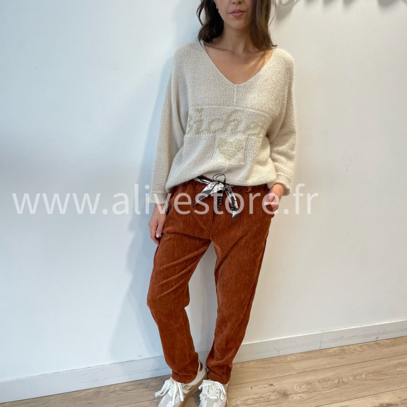 Pantalon Nora femme avec ceinture foulard – Alive Store