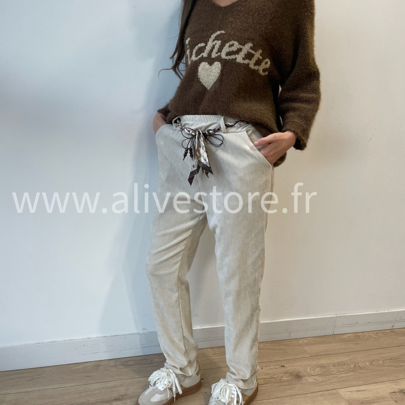 Pantalon Nora femme avec ceinture foulard – Alive Store