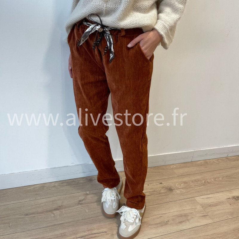 Pantalon Nora femme avec ceinture foulard – Alive Store