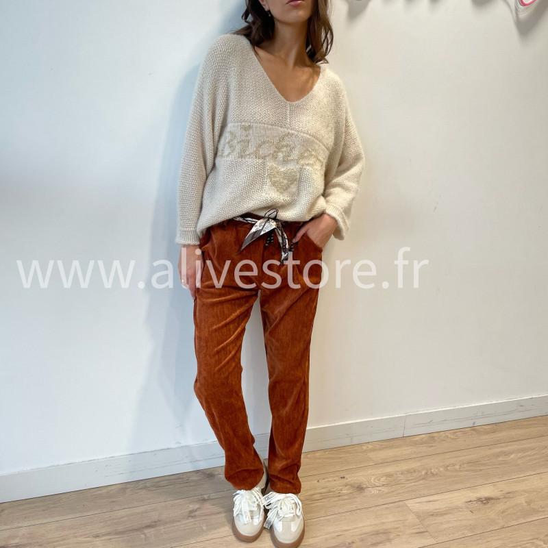 Pantalon Nora femme avec ceinture foulard – Alive Store