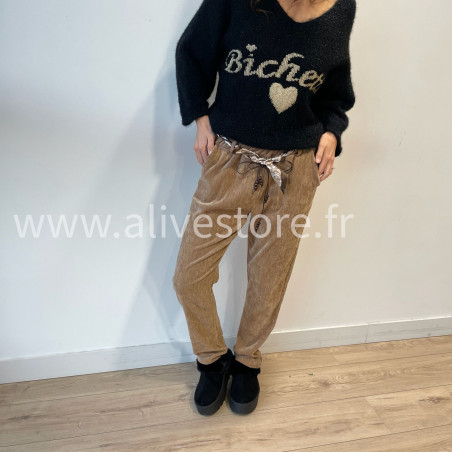 Pantalon Nora femme avec ceinture foulard – Alive Store