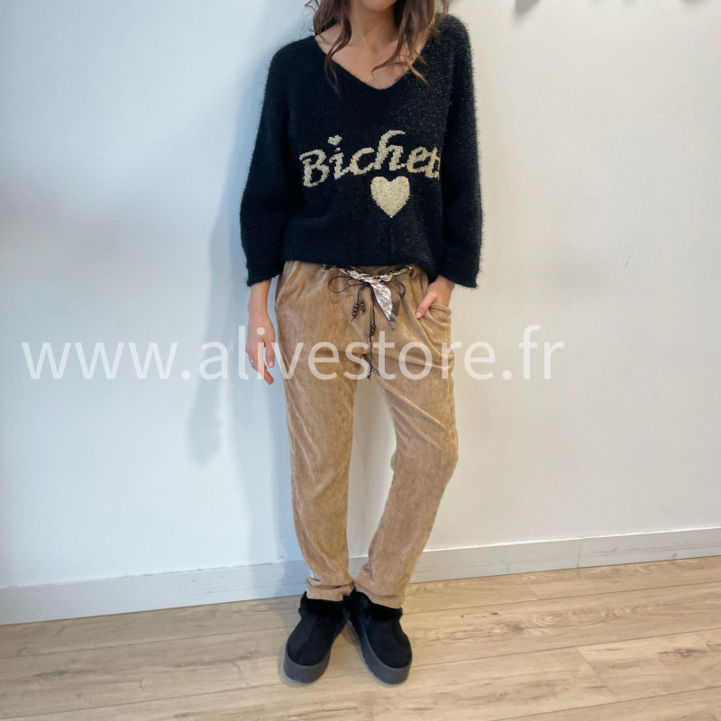 Pantalon Nora femme avec ceinture foulard – Alive Store