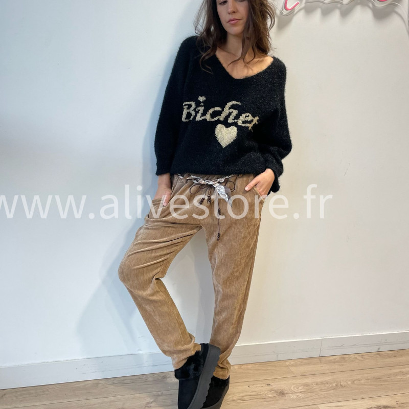 Pantalon Nora femme avec ceinture foulard – Alive Store