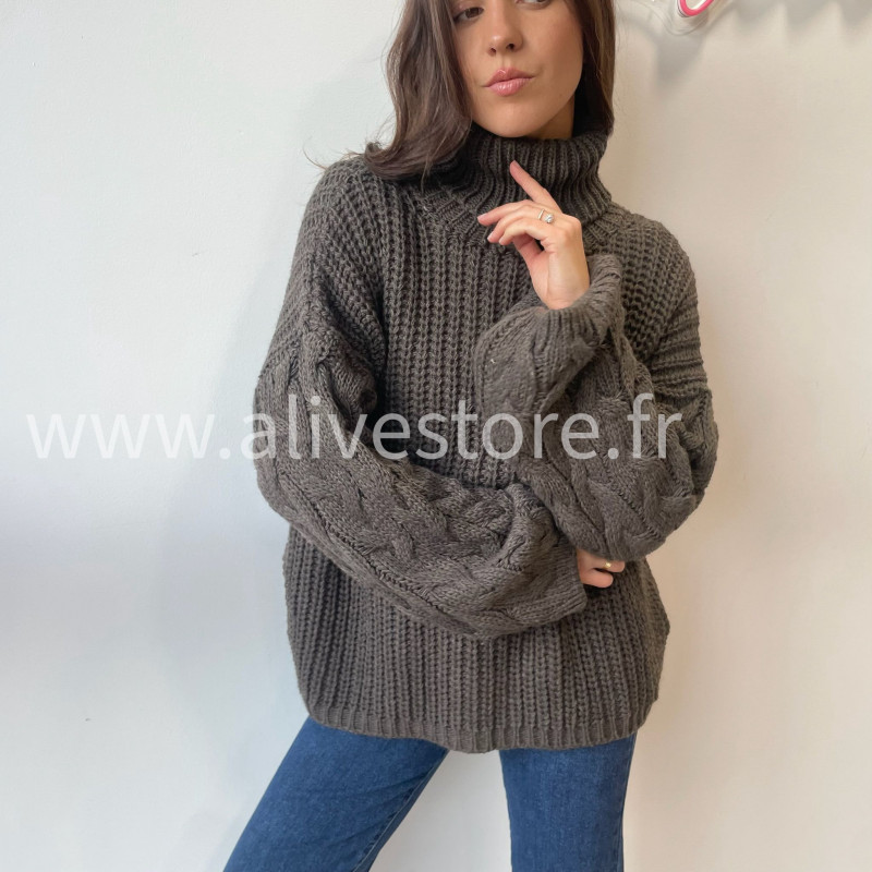 Pull Tracy torsadé femme col roulé – Alive Store