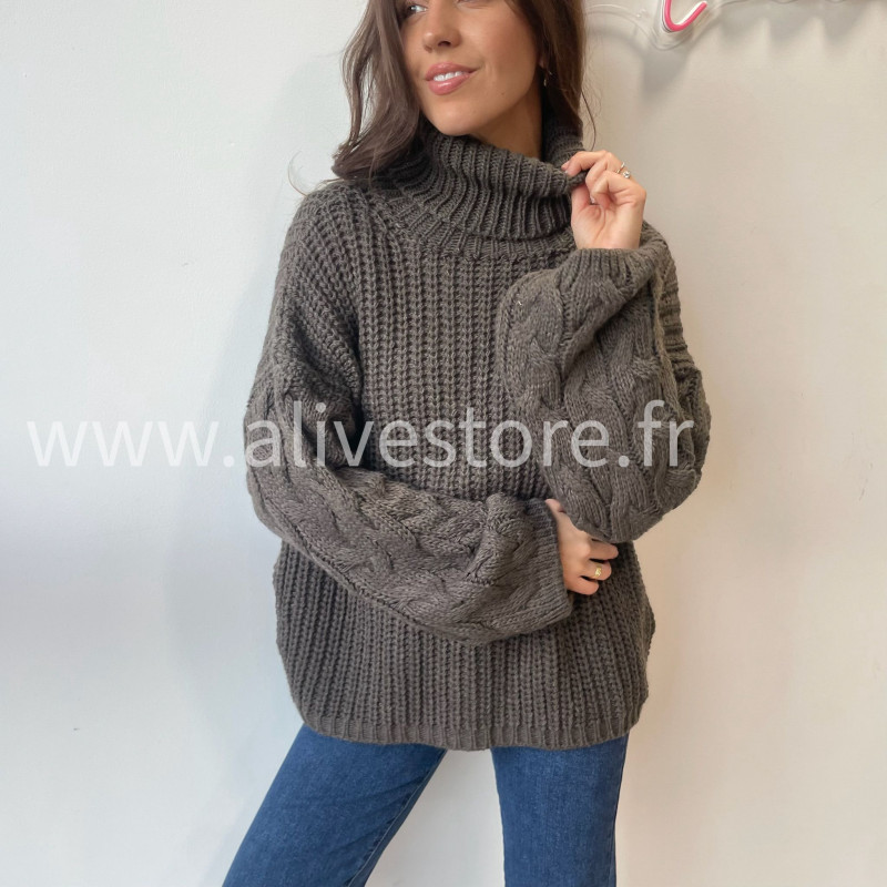 Pull Tracy torsadé femme col roulé – Alive Store