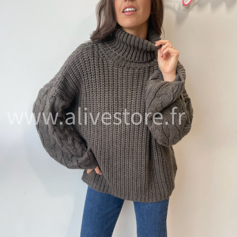 Pull Tracy torsadé femme col roulé – Alive Store