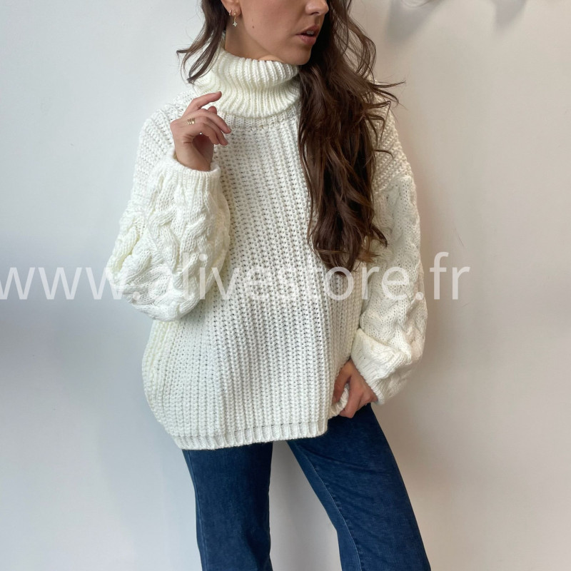 Pull Tracy torsadé femme col roulé – Alive Store