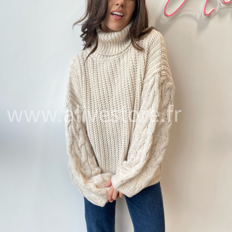 Pull Tracy torsadé femme col roulé – Alive Store