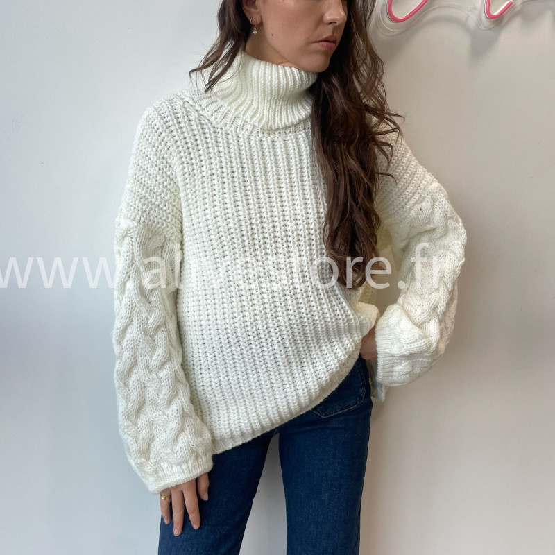Pull Tracy torsadé femme col roulé – Alive Store