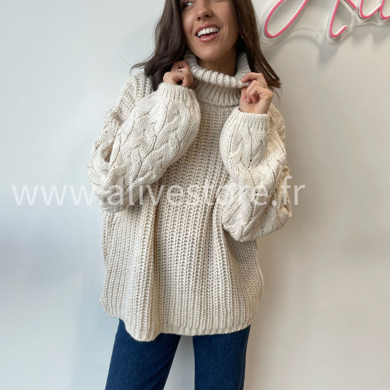Pull Tracy torsadé femme col roulé – Alive Store