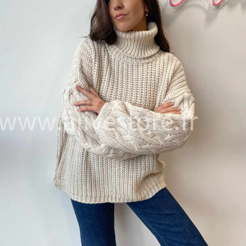 Pull Tracy torsadé femme col roulé – Alive Store