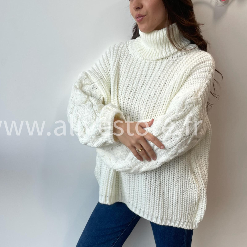 Pull Tracy torsadé femme col roulé – Alive Store