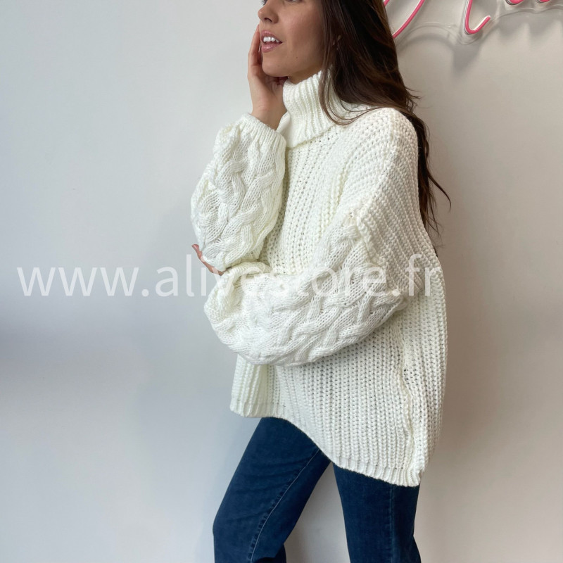 Pull Tracy torsadé femme col roulé – Alive Store